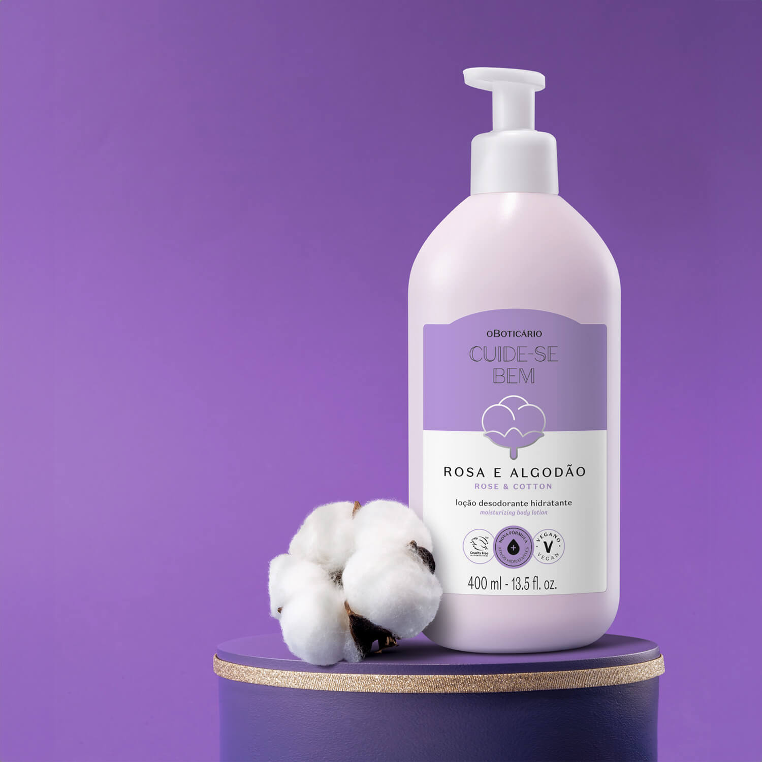 Cuide-se Bem Rosa e Algodão Hydrating Body Lotion 400ml