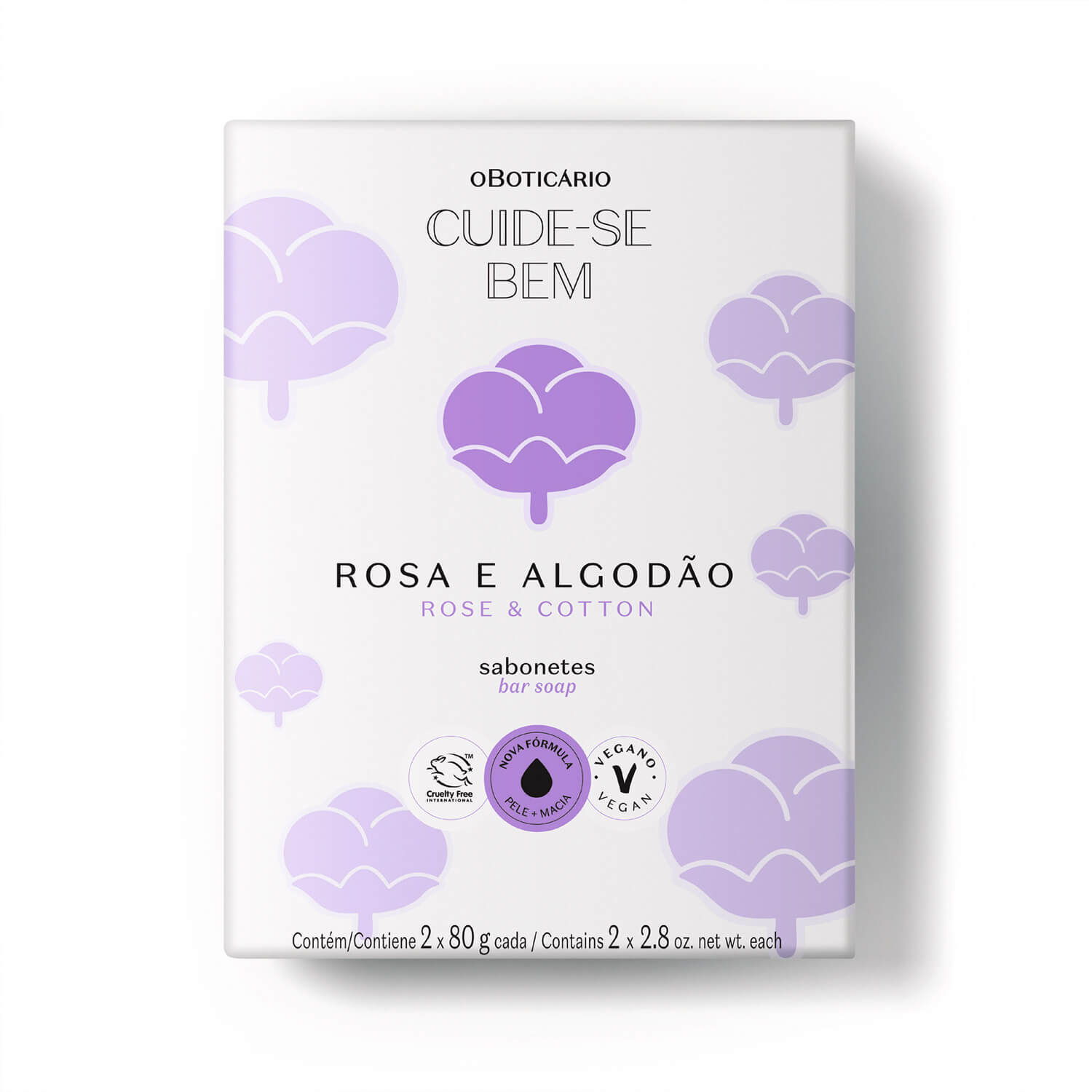 Cuide-Se Bem Jabón en Barra Rosa & Algodón 2x80g