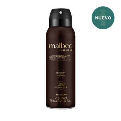 Malbec Pure Gold Desodorante Antitranspirante Aerosol Masculino 125ml