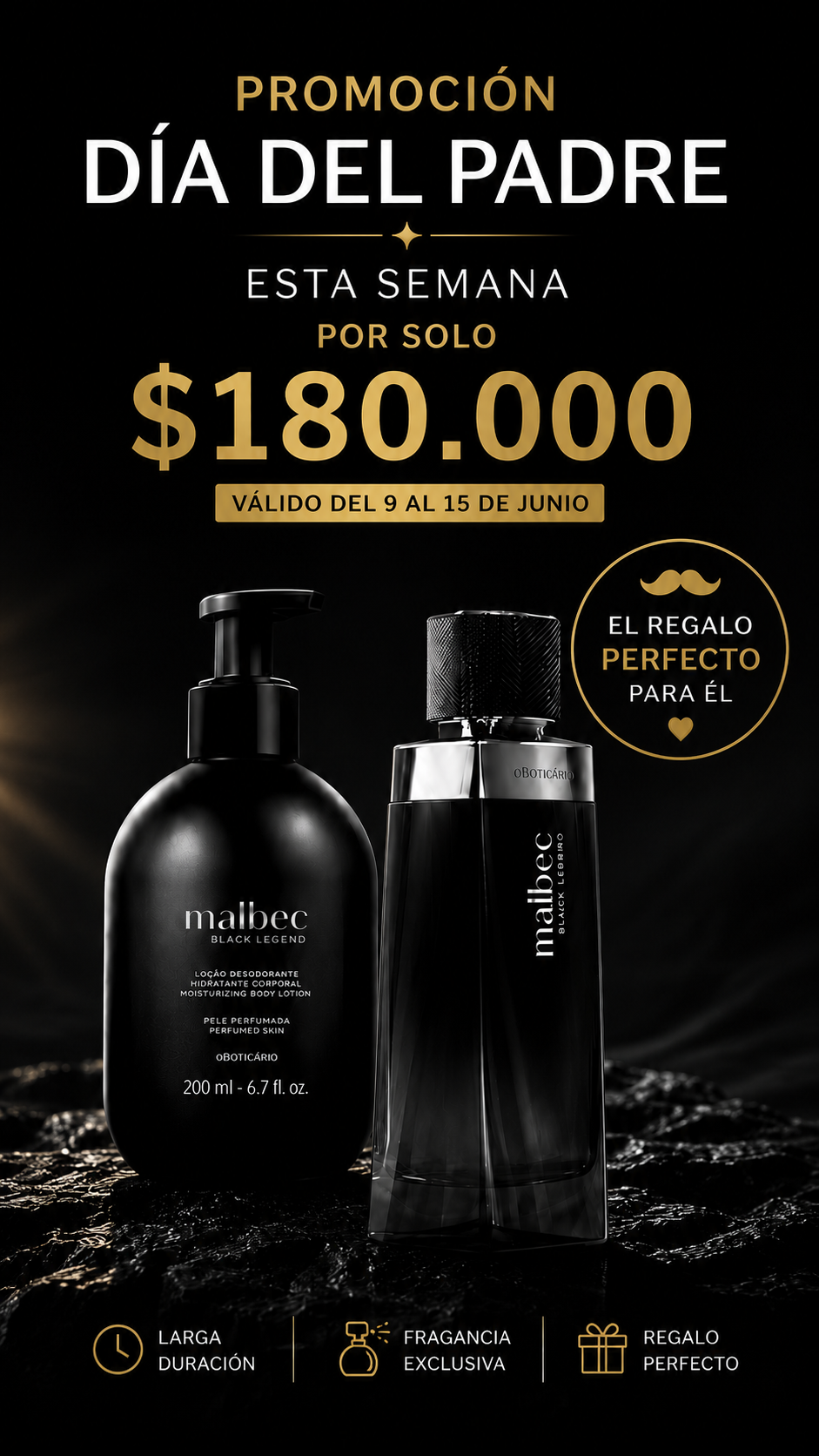 Kit Malbec Black Legend Día del Padre | Perfume + Loción Corporal | Edición Especial - Image 4